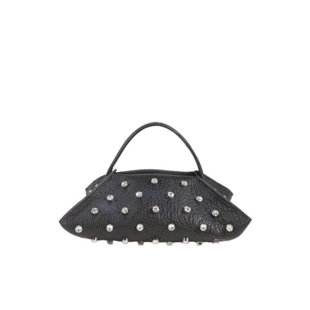 Altuzarra Womens Leather Jeweled Studded Origami Mini Top Handle Handbag Black